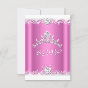 Respuesta de RSVP Rosa Blanco Encaje Quinceañera