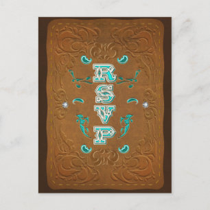 Respuesta de Tarjeta de RSVP de Cuero Marrón Rústi