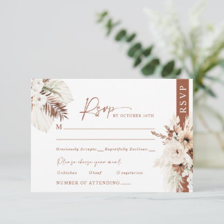 Respuesta de tarjeta RSVP Boho Pampas Terracotta W