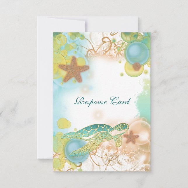 Respuesta de temática de bodas de playa rsvp (Anverso)