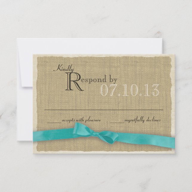 Respuesta del Boda Aqua Bow y Burlap (Anverso)