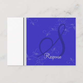 Respuesta del Boda azul y plateado monograma RSVP
