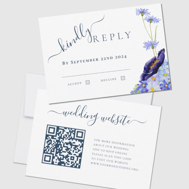 Respuesta del Boda de código QR floral azul floral (Subido por el creador)