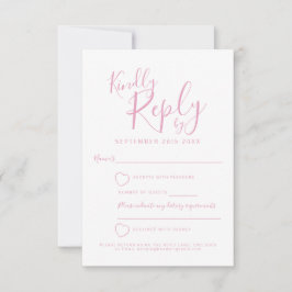 Respuesta del boda de corazón rosa y blanco RSVP