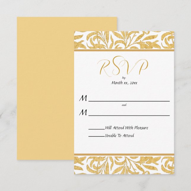 Respuesta del Boda de estilo elegante dorado y neg (Anverso / Reverso)