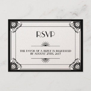 Respuesta del boda de Jazz age Black Art Deco RSVP