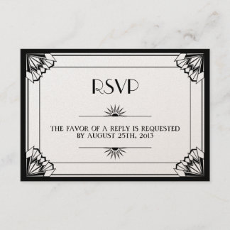 Respuesta del boda de Jazz age Black Art Deco RSVP