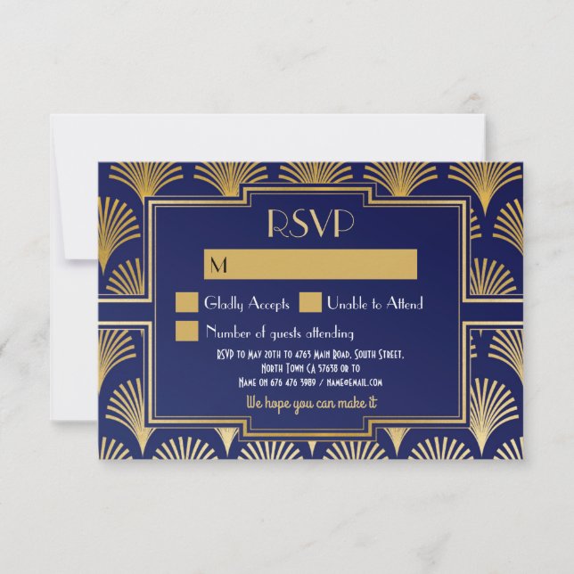 Respuesta del Boda de las tarjetas RSVP de 1920 (Anverso)