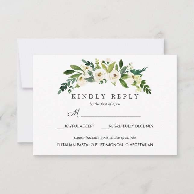 Respuesta del Boda de Moda de Bloom Blanco RSVP ME (Anverso)