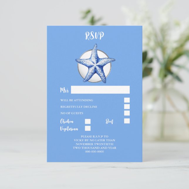Respuesta del boda de plata blanca azul estelar (Anverso de pie)