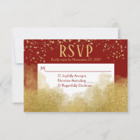 Respuesta del Boda de Red Gold Confetti RSVP