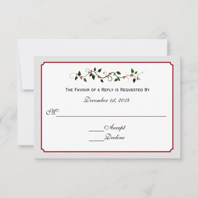 Respuesta del Boda de vacaciones de diciembre RSVP (Anverso)