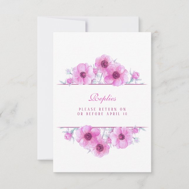 Respuesta del boda floral de anémona blanca rosa R (Anverso)