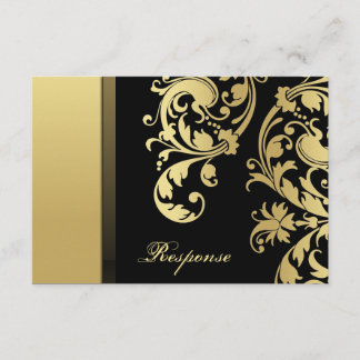 Respuesta del Boda floral del shimmer de oro negro