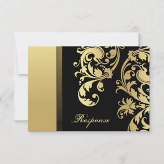 Respuesta del Boda floral del shimmer de oro negro