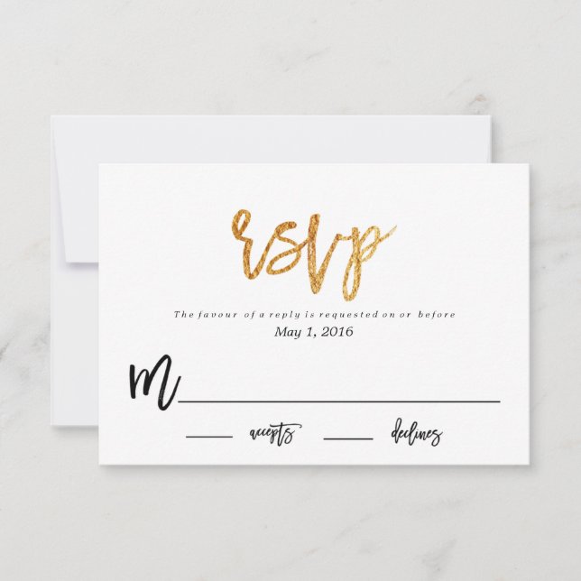 Respuesta del BODA GLAM MODERNO Tarjeta RSVP (Anverso)