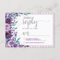 Respuesta del Boda morado floral y plateado RSVP