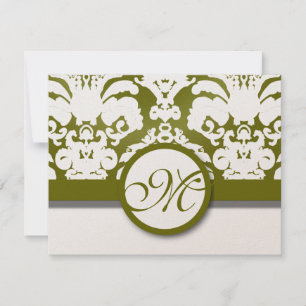 Respuesta del Boda Olive Green & Gold Damask Swirl