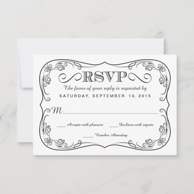 Respuesta del Boda RSVP de Chalkboard Vintage Fanc (Anverso)