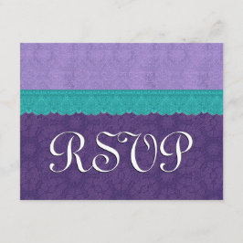 Respuesta del Boda RSVP de color púrpura y Verde a