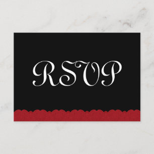 Respuesta del Boda RSVP de encaje rojo y negro