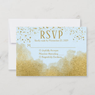 Respuesta del Boda RSVP de Ice Blue Gold Confetti