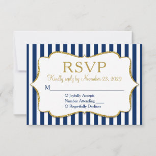 Respuesta del Boda RSVP de la banda de oro azul de