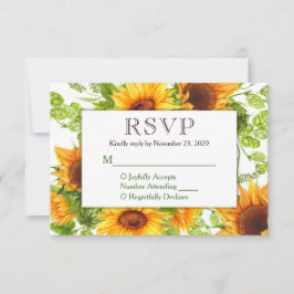 Respuesta del Boda RSVP floral amarillo giratorio