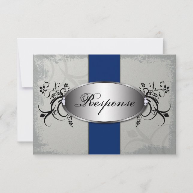 Respuesta del boda Tarjeta RSVP Tarjeta Real Blue  (Anverso)