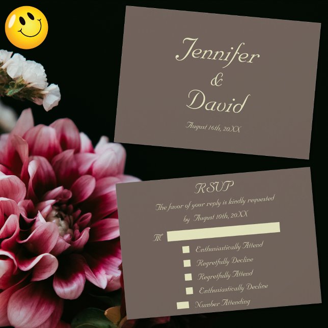 Respuesta Divertida Personalizada Tarjeta de Confi (Fun Reply Response Custom Wedding RSVP Invitation)