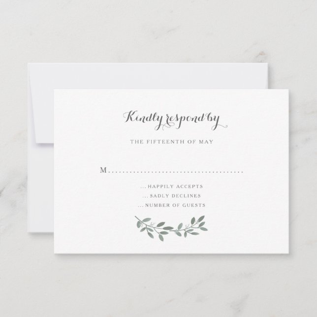 Respuesta elegante de Eucalyptus Boda Suite RSVP (Anverso)