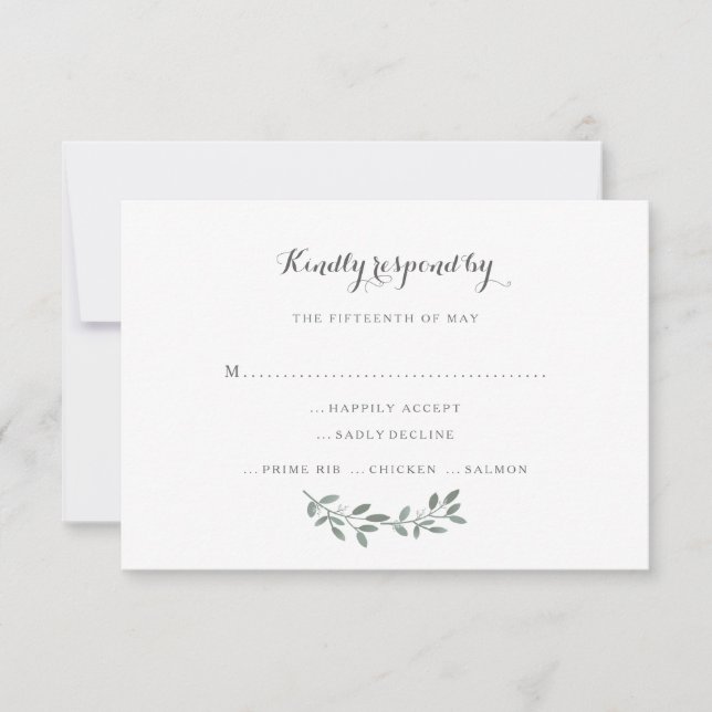 Respuesta elegante de Eucalyptus Boda Suite RSVP (Anverso)