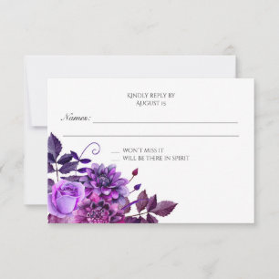 Respuesta Floral de morado Rsvp Floral de boda púr