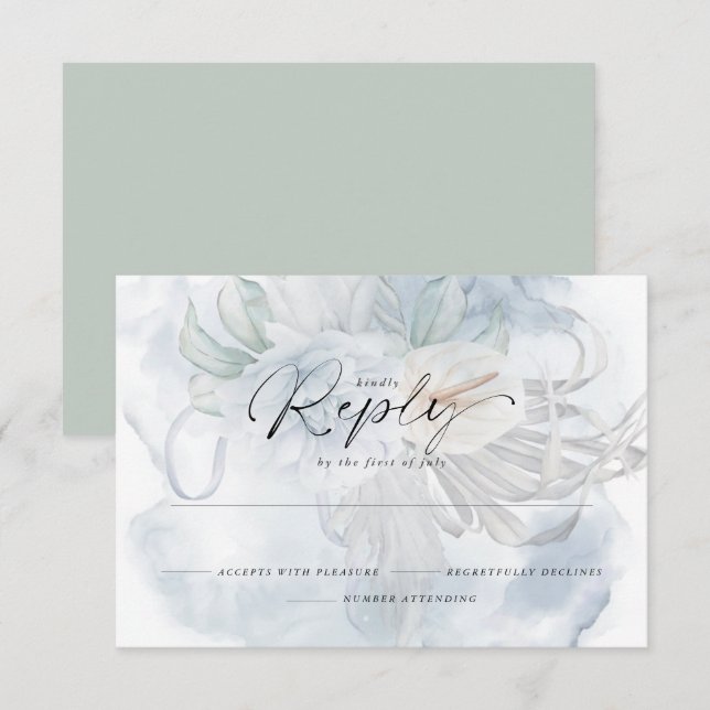 Respuesta floral ligera y turbia de BOHO azul (Anverso / Reverso)