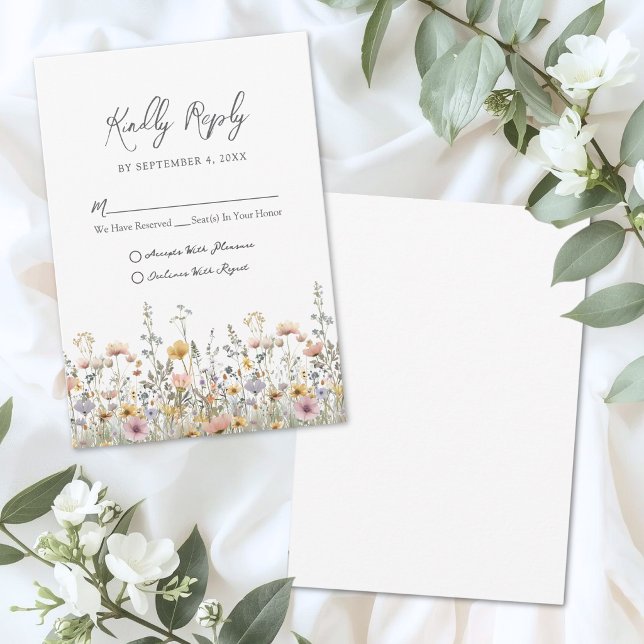 Respuesta para Boda Floral de Flores Silvestres (Wildflower Floral Wedding RSVP Card)