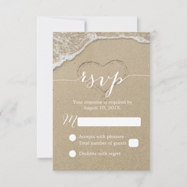 Respuesta RSVP a la boda de arena en la playa (Anverso)
