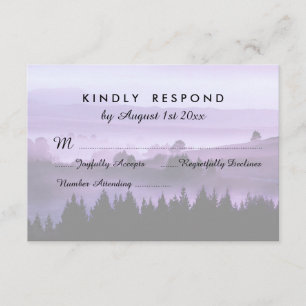 Respuesta RSVP a la boda púrpura rusa de montaña