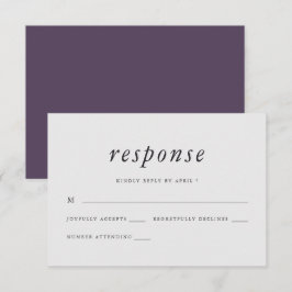 Respuesta Rsvp a la boda púrpura y gris minimalist