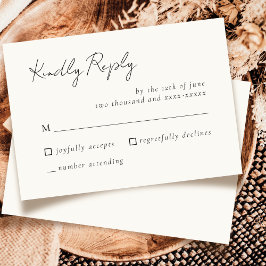 Respuesta RSVP a la elegante y simple boda blanca