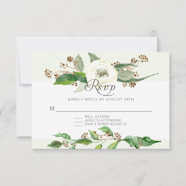 Respuesta RSVP BOHO Rosa silvestre de hoja de foll (Anverso)