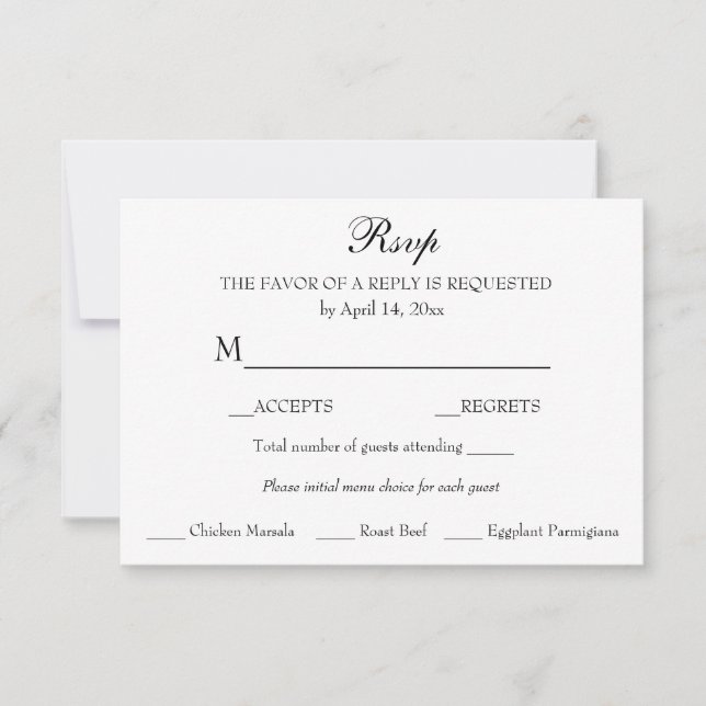 Respuesta RSVP Clásico Minimalista Elegante (Anverso)
