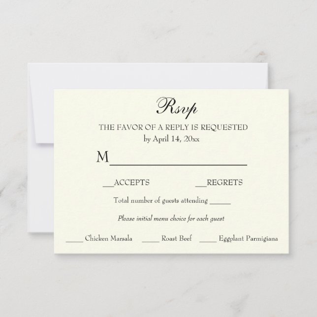 Respuesta RSVP Clásico Minimalista Elegante (Anverso)