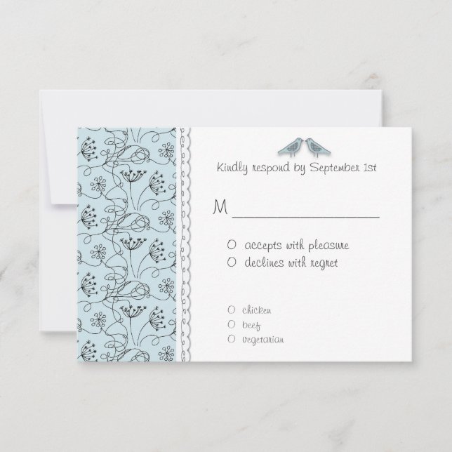 Respuesta RSVP de Aves Azules Feliz (Anverso)