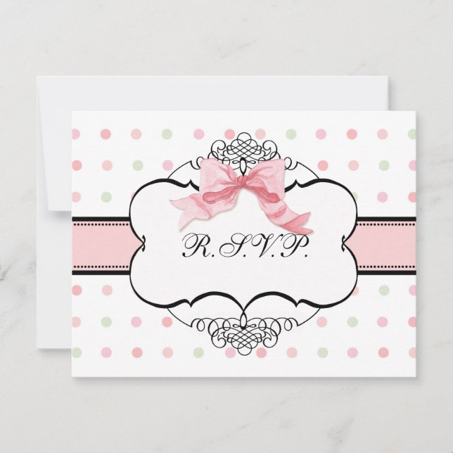 Respuesta RSVP de Bat Mitzvah - Swirl de Bow Dot (Anverso)