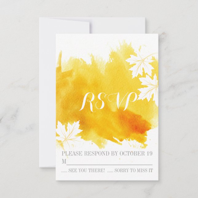 Respuesta RSVP de boda amarilla acuarela moderna (Anverso)