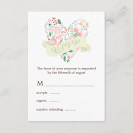 Respuesta RSVP de Boda Corazón Floral Moderna