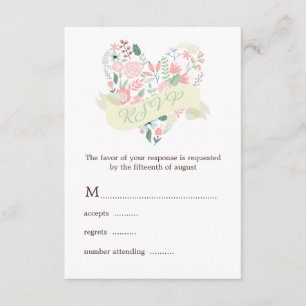 Respuesta RSVP de Boda Corazón Floral Moderna