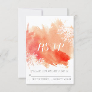 Respuesta RSVP de boda de coral de acuarela modern