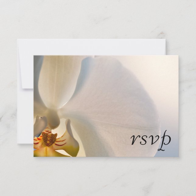 Respuesta RSVP de Boda de Elegancia Orquídea Blanc (Anverso)