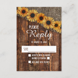 Respuesta RSVP de Boda de girasol y madera rústica